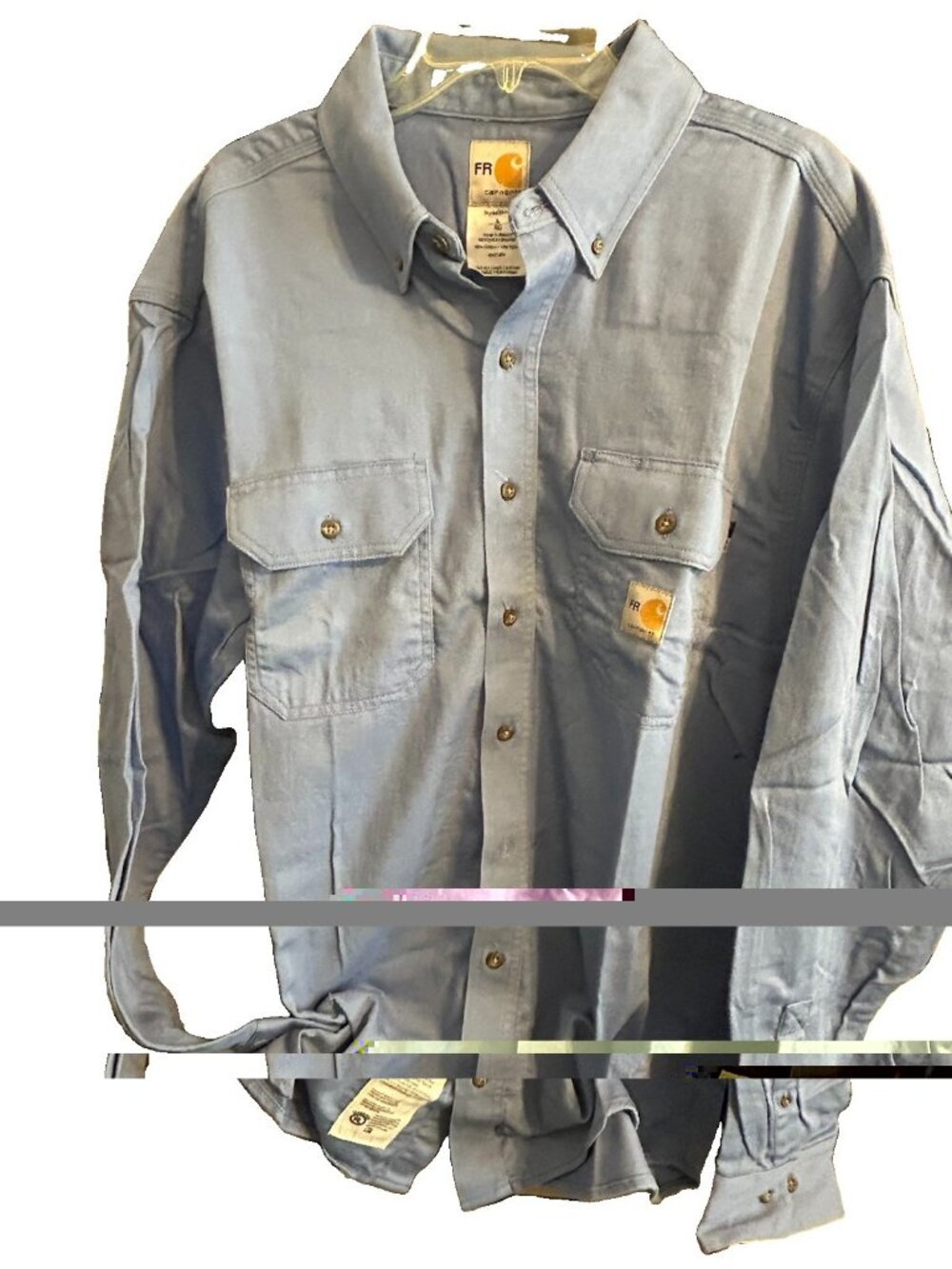 Carhartt Men’s Shirt Large Blue FR Flame Resistant Midweight HRC 2